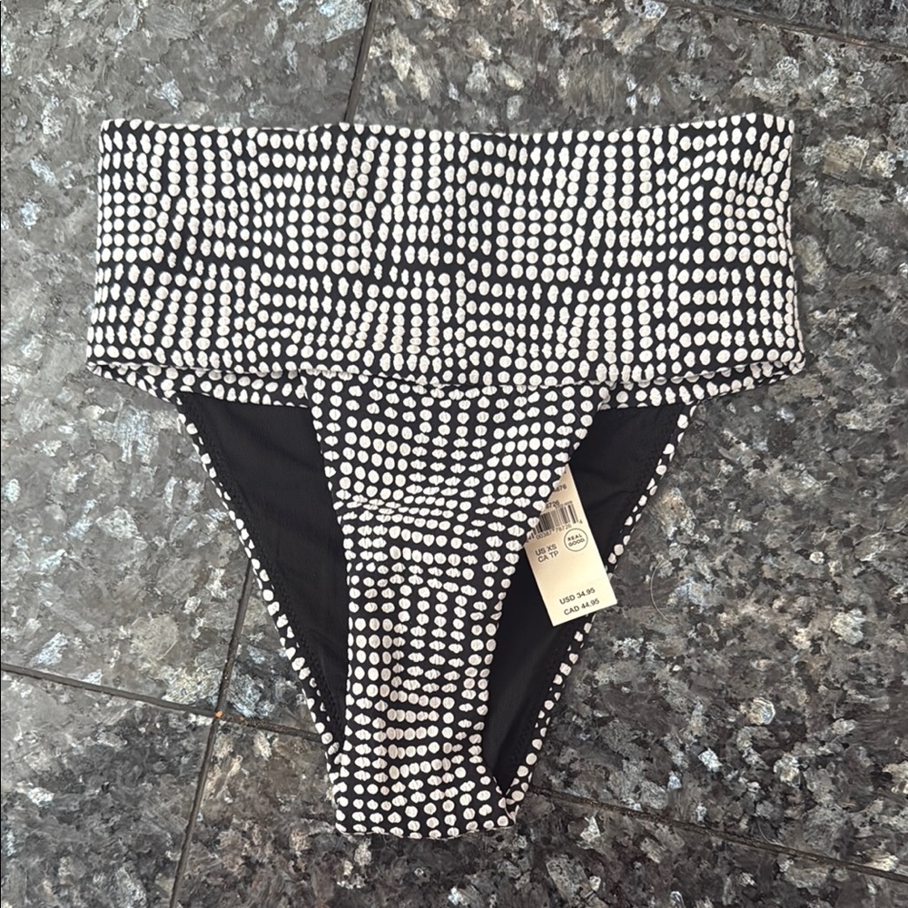 Aerie Black and White Polka Dot Bikini Bottom